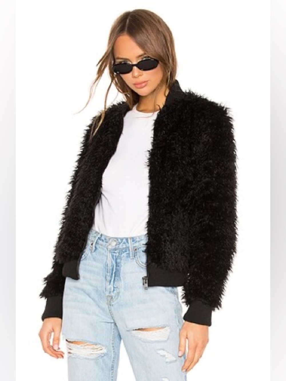 Faux fur bomber jacket